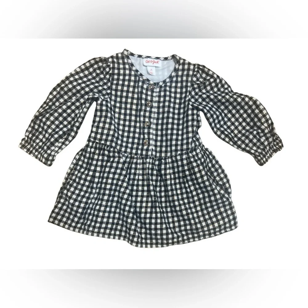 Cat & Jack Checkered Black and White Dress